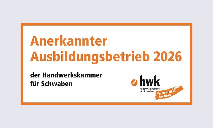 Grafische aufbereitung des "Anerkannter Ausbildungsbetrieb 2026" Siegels.