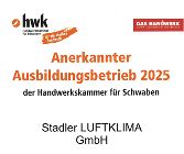 Ausschnitt des Zertifikats der HWK zur Anerkennung der Stadler Luftklima als Ausbildungsbetrieb