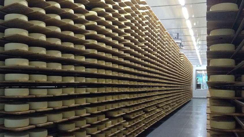 A diagonal glance at cheese racks