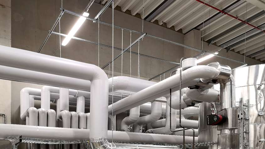 Many pipes in a large room